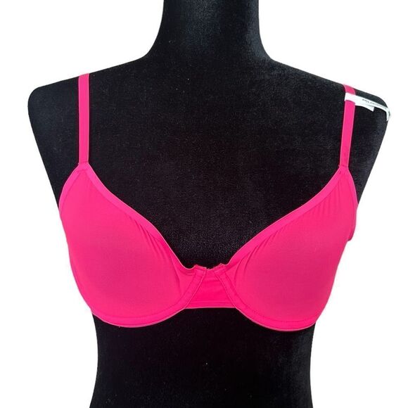 NWT Aerie 36B Smoothez Mesh Unlined Sheer Sexy Balconette Hot Pink Bra - Picture 2 of 8